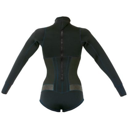 Womens Long Sleeve Back Zip 2mm Surf Spring Wetsuit – Black Pearl Blue - Image 2