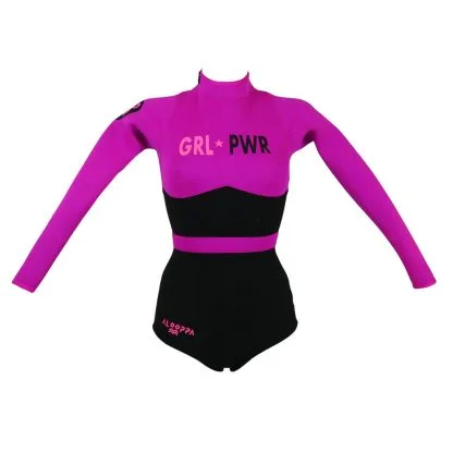 Womens Long Sleeve Back Zip 2mm Surf Spring Wetsuit – Girl Power Orchid - Image 2