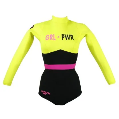 Womens Long Sleeve Back Zip 2mm Surf Spring Wetsuit – Girl Power Lightning - Image 2