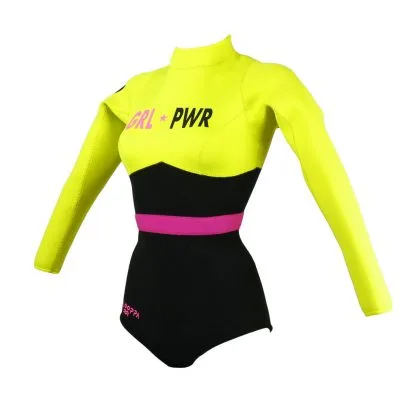 Womens Long Sleeve Back Zip 2mm Surf Spring Wetsuit – Girl Power Lightning