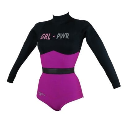 Womens Long Sleeve Back Zip 2mm Surf Spring Wetsuit – Girl Power Sour Fruit - Image 2