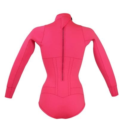 Womens Long Sleeve Back Zip 2mm Surf Spring Wetsuit – Total Pink - Image 3