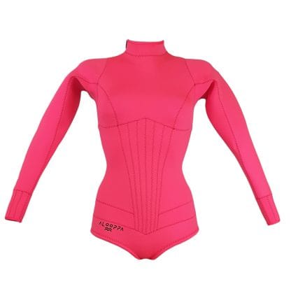 Womens Long Sleeve Back Zip 2mm Surf Spring Wetsuit – Total Pink - Image 2