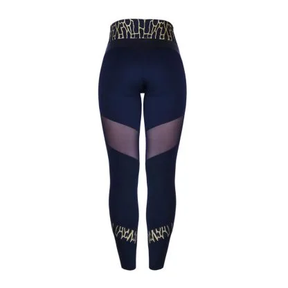 Golden High-Waist Neoprene & Lycra Leggings with Mesh Straps - Image 3