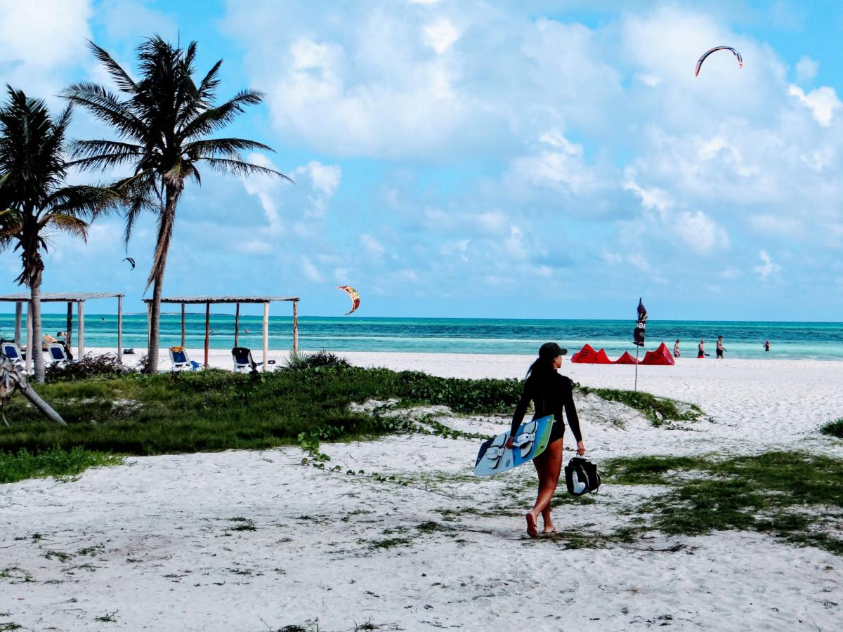 alooppa wetsuit, model approaching kite beach